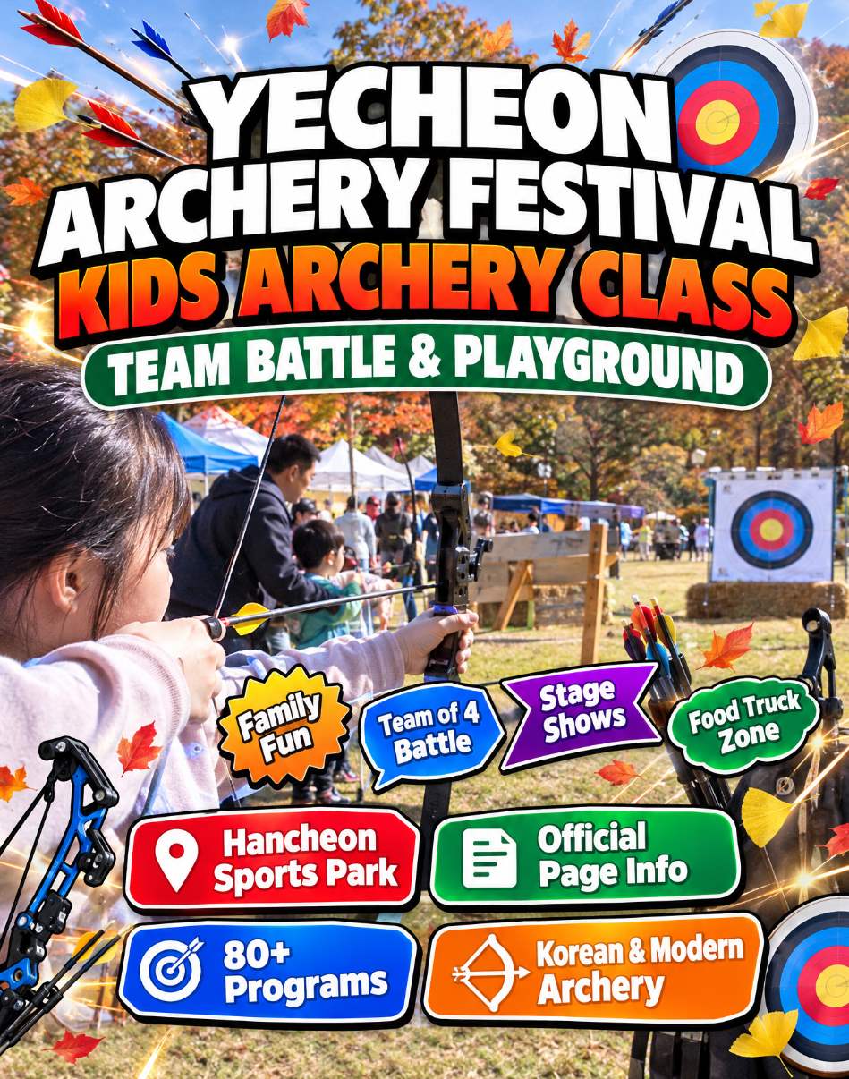 Yecheon Archery Festival 2026 at Hancheon Sports Park in Yecheon with visitors aiming at archery targets